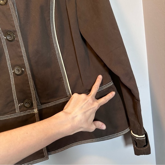 Band tee Upcycle jacket cotton distressed holes brown handmade - Picture 8 of 9